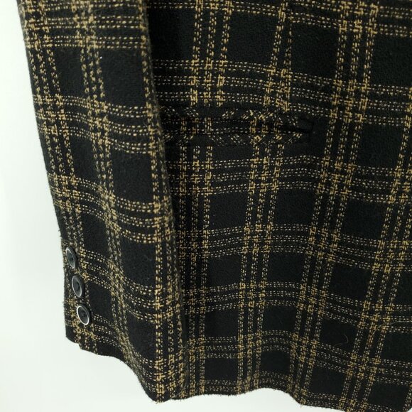 VTG 90s Worthington Tweed Wool-Blend Grid-Plaid Blazer 10P Brown/Black - Picture 7 of 15